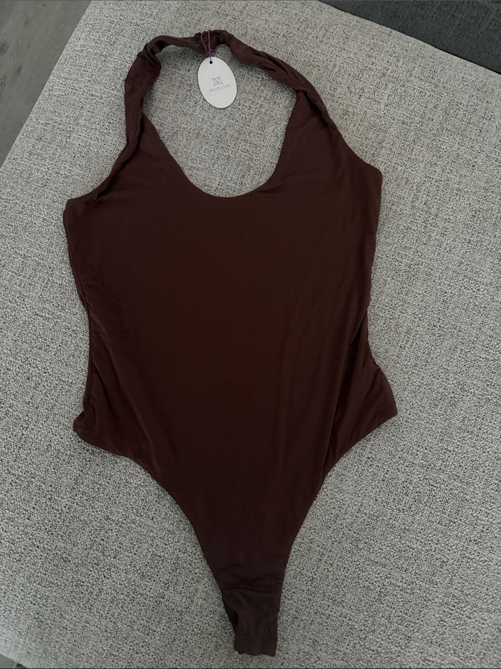 Avid Love Chocolate Brown Halter  bodysuit